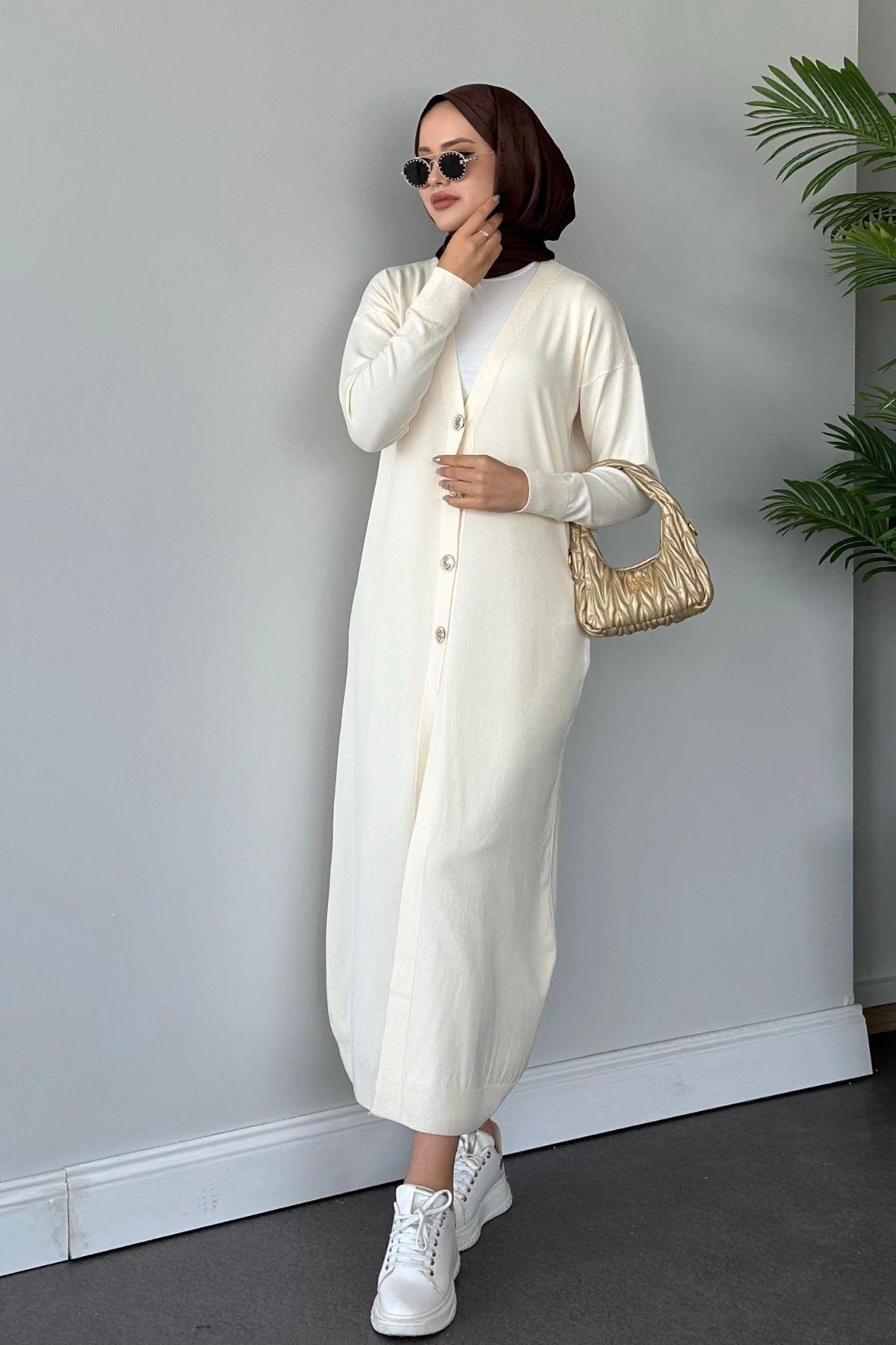 Uzun Soğuk İp Hırka Ekru, Fiyatları 