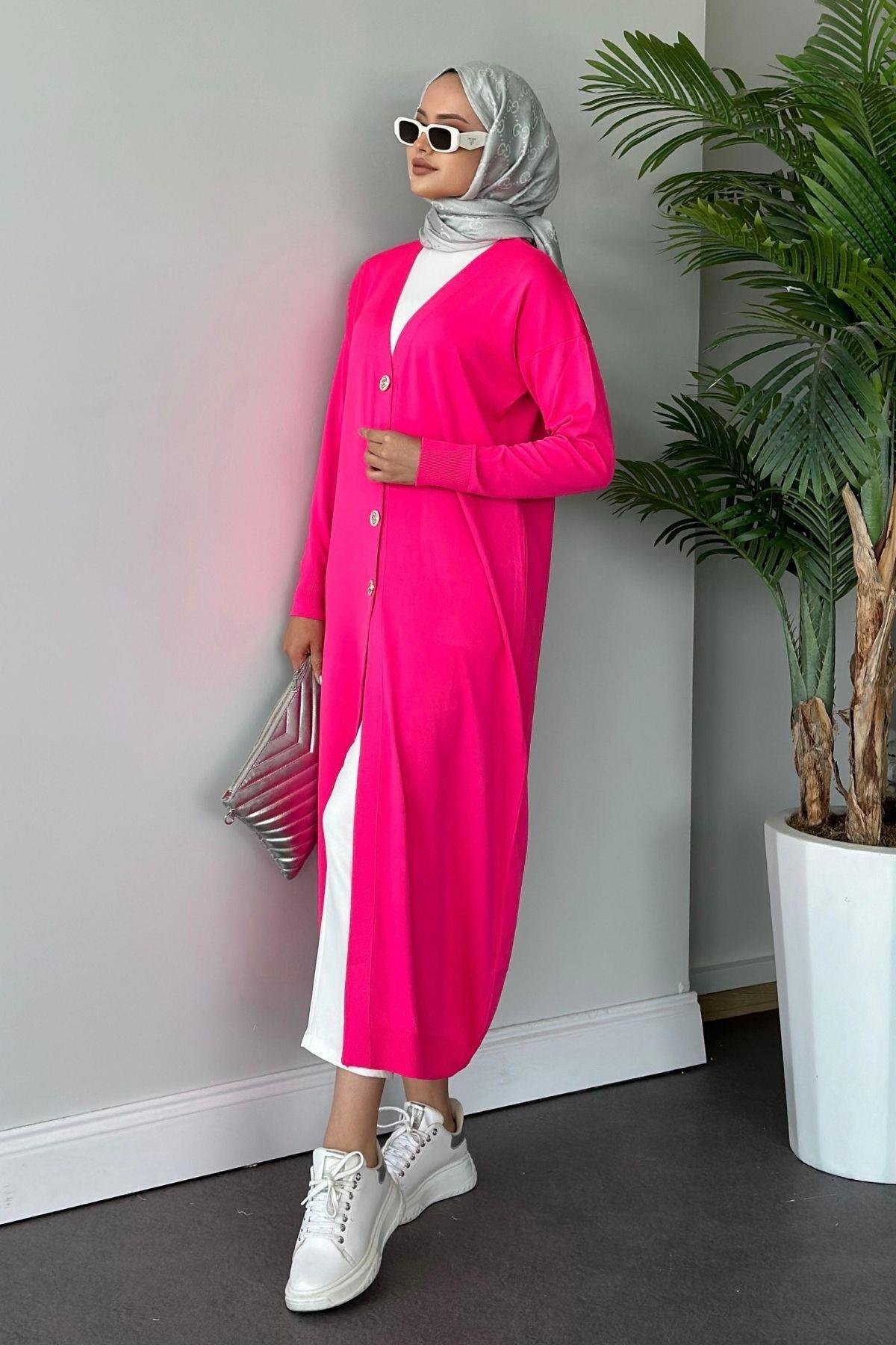 Uzun Soğuk İp Hırka Fuşya, Fiyatları 