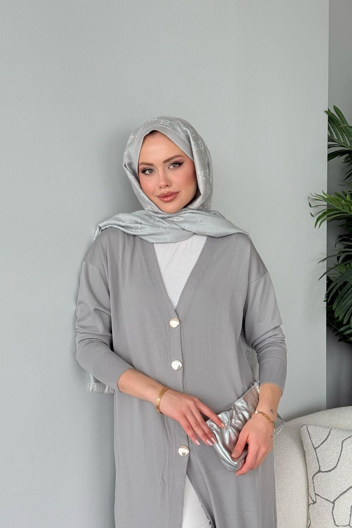 Uzun Soğuk İp Hırka Gri, Fiyatları Uzun Soğuk İp Hırka Gri- Haza Moda 