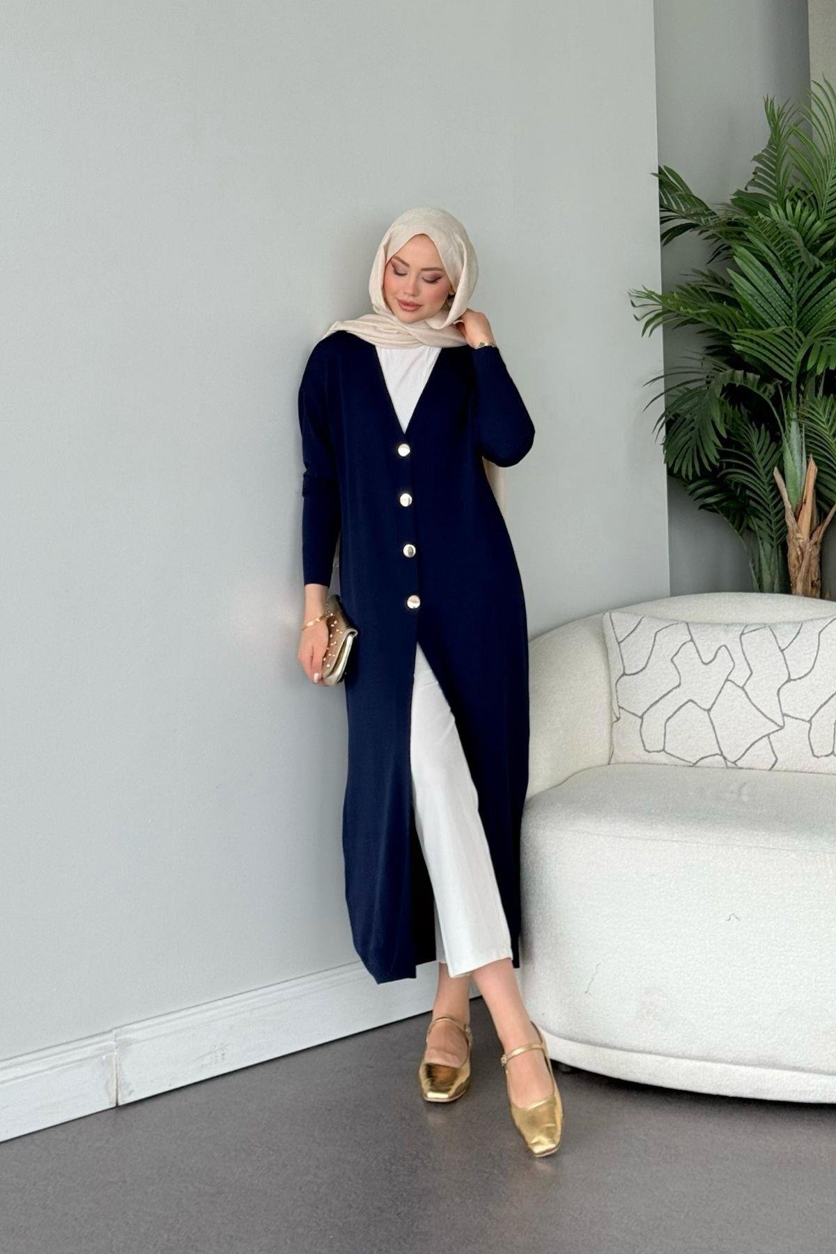 Uzun Soğuk İp Hırka Lacivert, Fiyatları Uzun Soğuk İp Hırka Yeşil - Haza Moda 