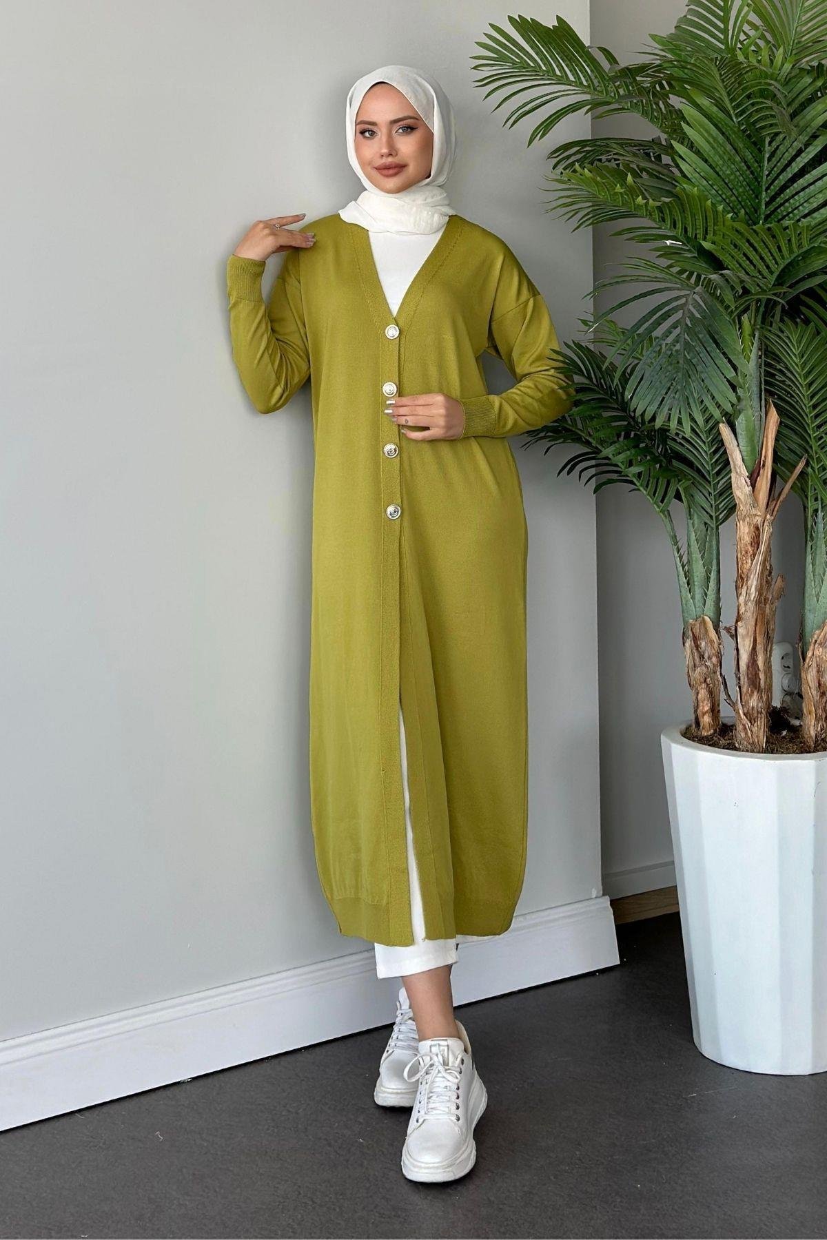 Uzun Soğuk İp Hırka Yağyeşili, Fiyatları 