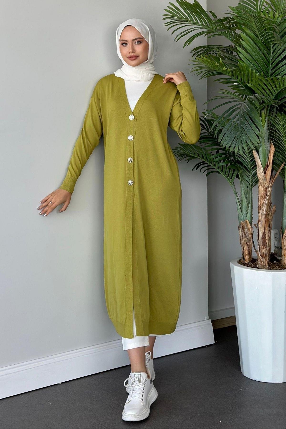 Uzun Soğuk İp Hırka Yağyeşili, Fiyatları 