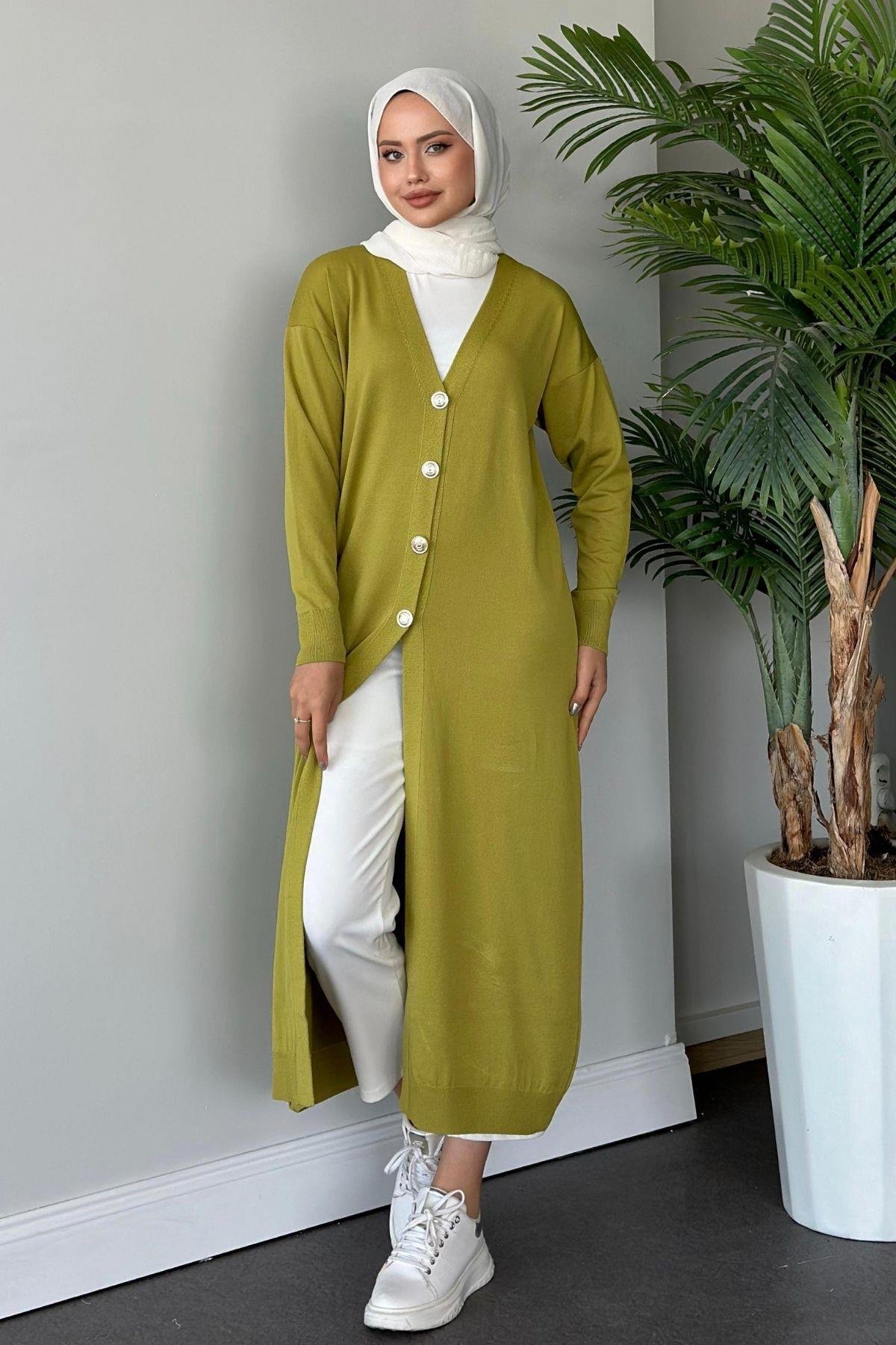 Uzun Soğuk İp Hırka Yağyeşili, Fiyatları 