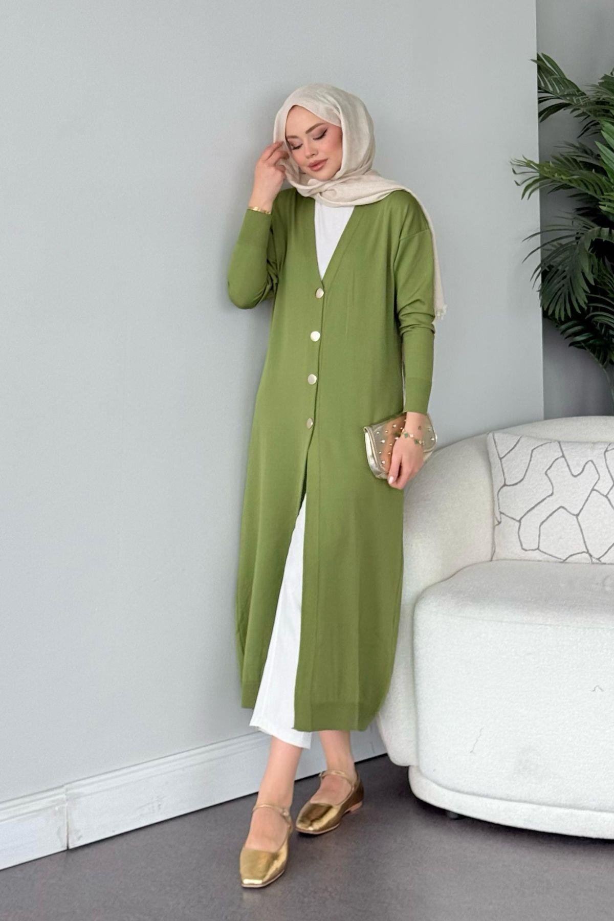 Uzun Soğuk İp Hırka Yeşil, Fiyatları Uzun Soğuk İp Hırka Siyah - Haza Moda 