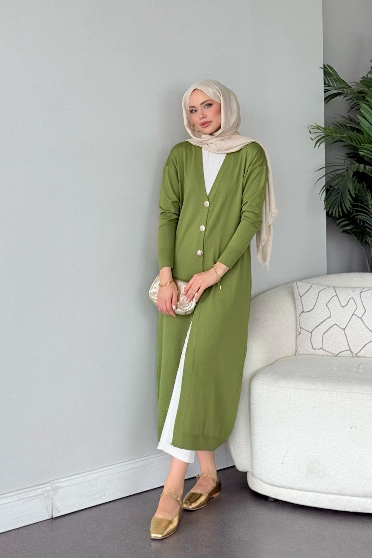 Uzun Soğuk İp Hırka Yeşil, Fiyatları Uzun Soğuk İp Hırka Siyah - Haza Moda 