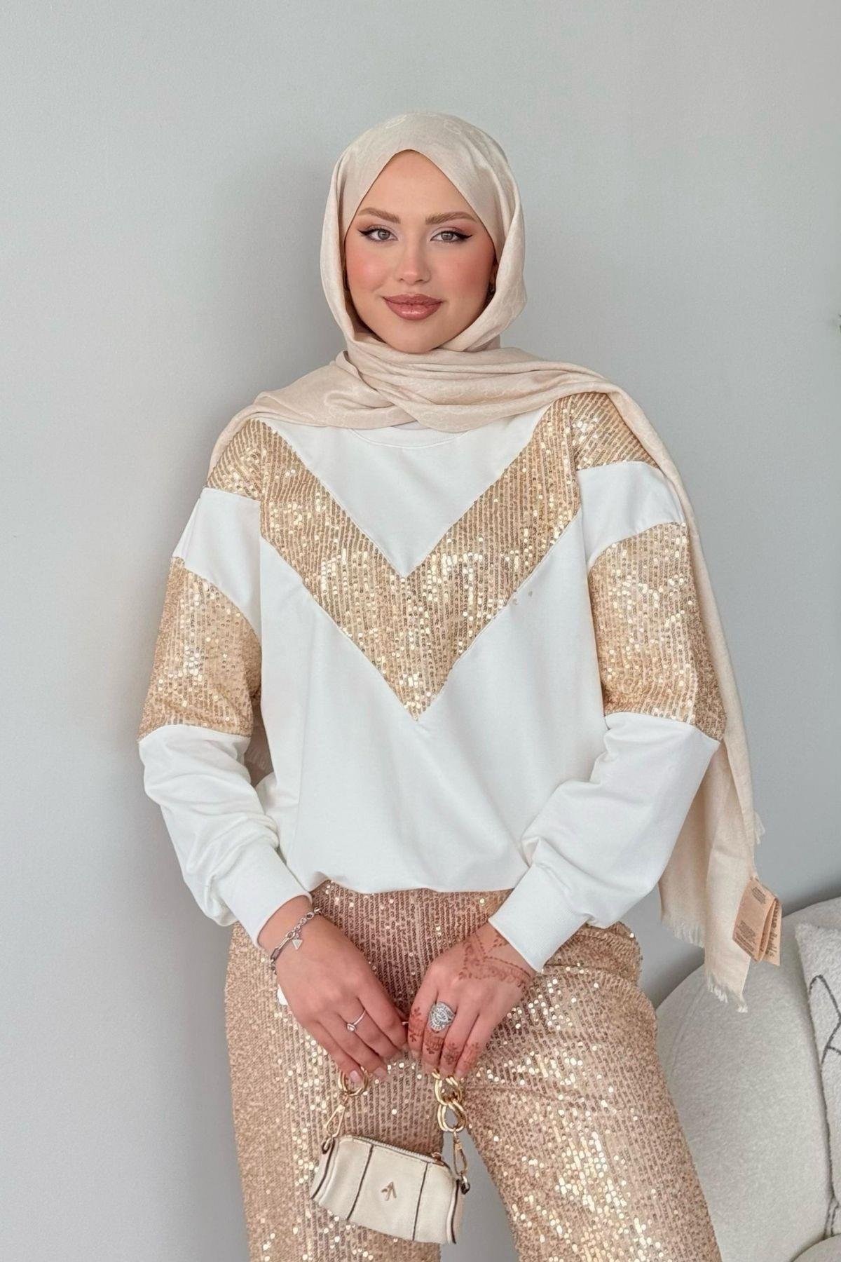 V Desen Payet Sweat Gold, Fiyatları 