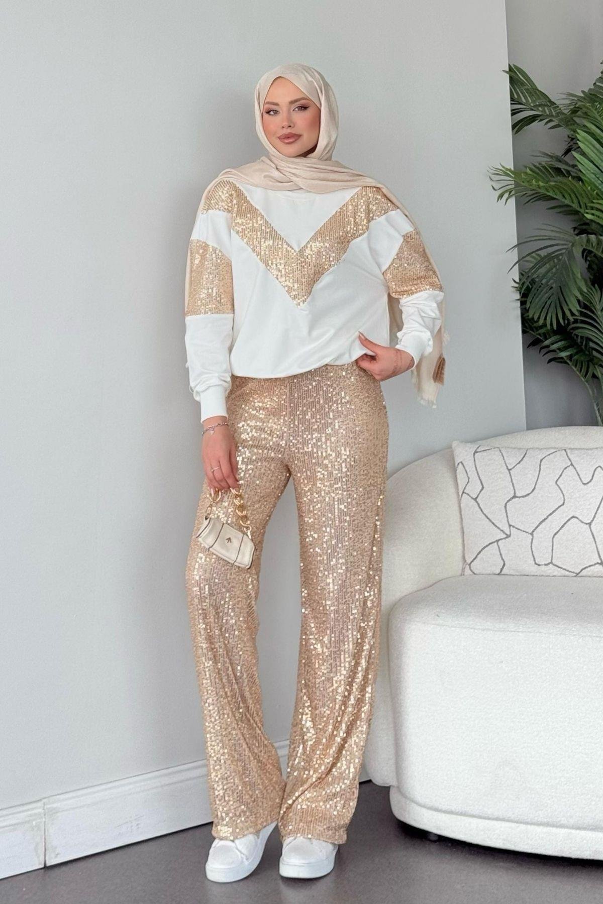 V Desen Payet Sweat Gold, Fiyatları 