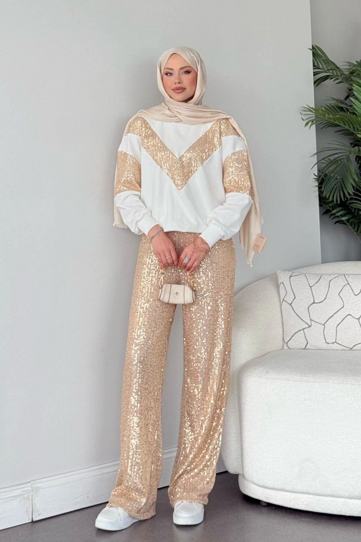 V Desen Payet Sweat Gold, Fiyatları 