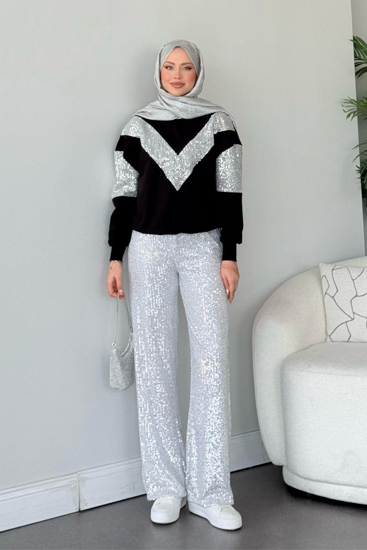 V Desen Payet Sweat Gümüş, Fiyatları 