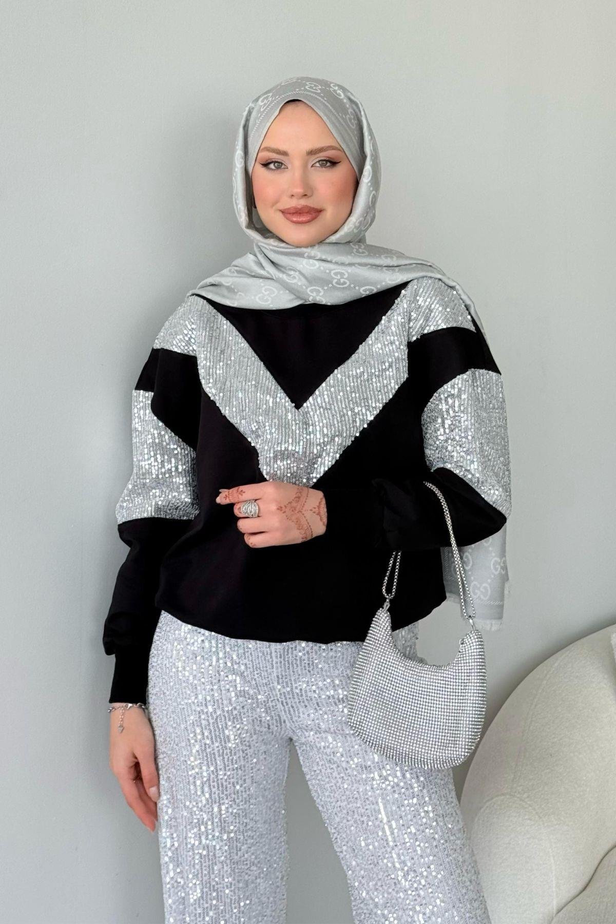 V Desen Payet Sweat Gümüş, Fiyatları 