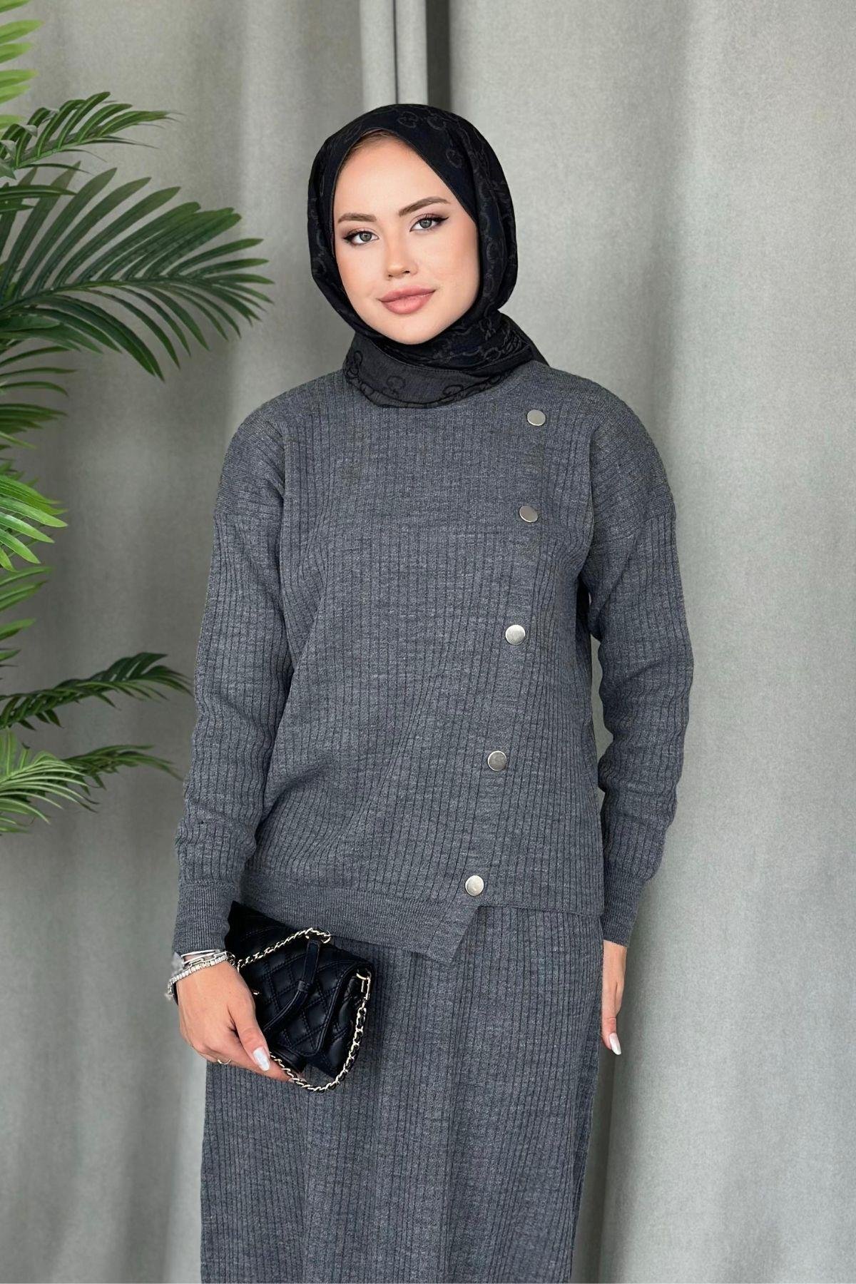 Varda Etekli Triko Takım Gri, Fiyatları 