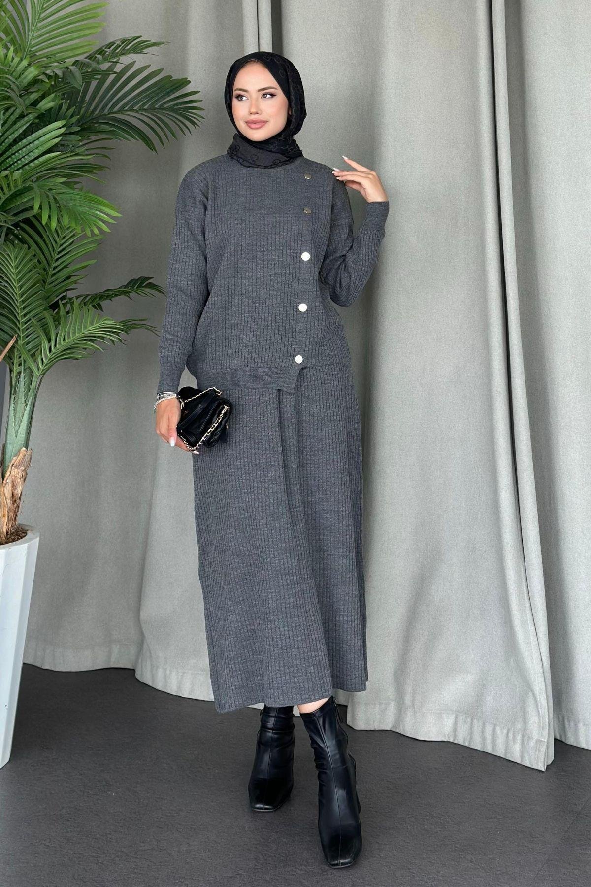 Varda Etekli Triko Takım Gri, Fiyatları 