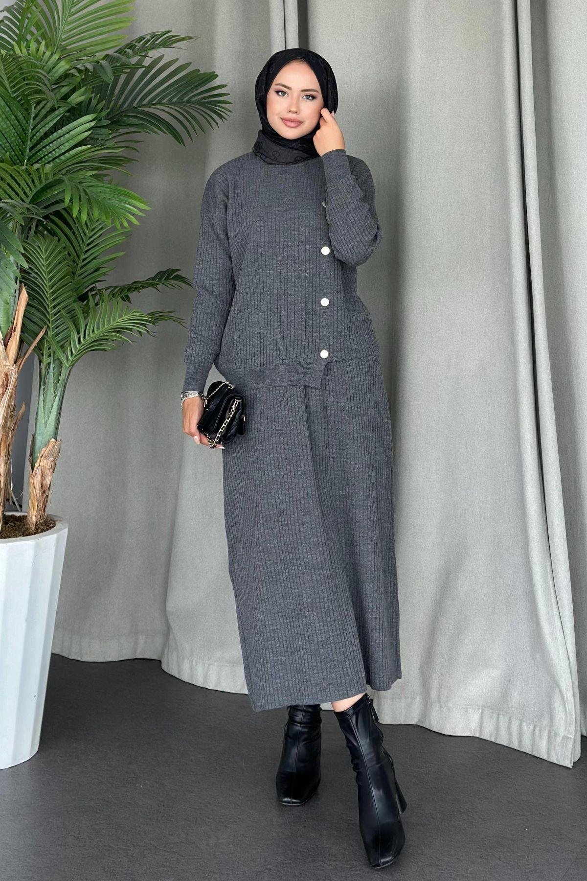 Varda Etekli Triko Takım Gri, Fiyatları 