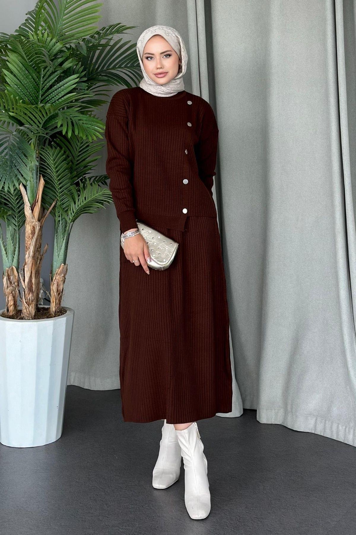 Varda Etekli Triko Takım Kahve, Fiyatları 