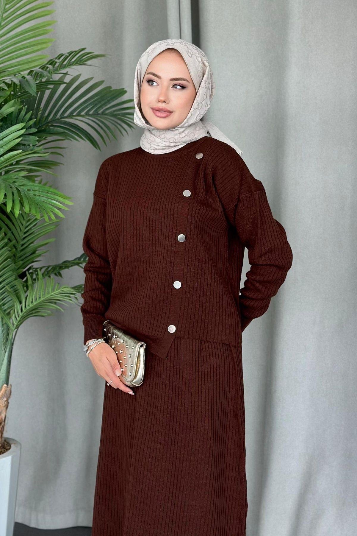 Varda Etekli Triko Takım Kahve, Fiyatları 