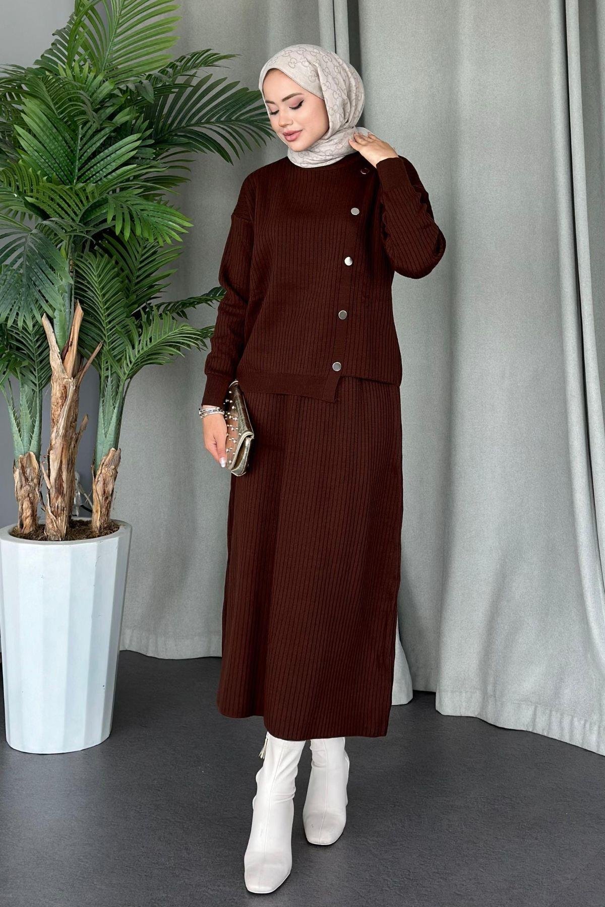 Varda Etekli Triko Takım Kahve, Fiyatları 