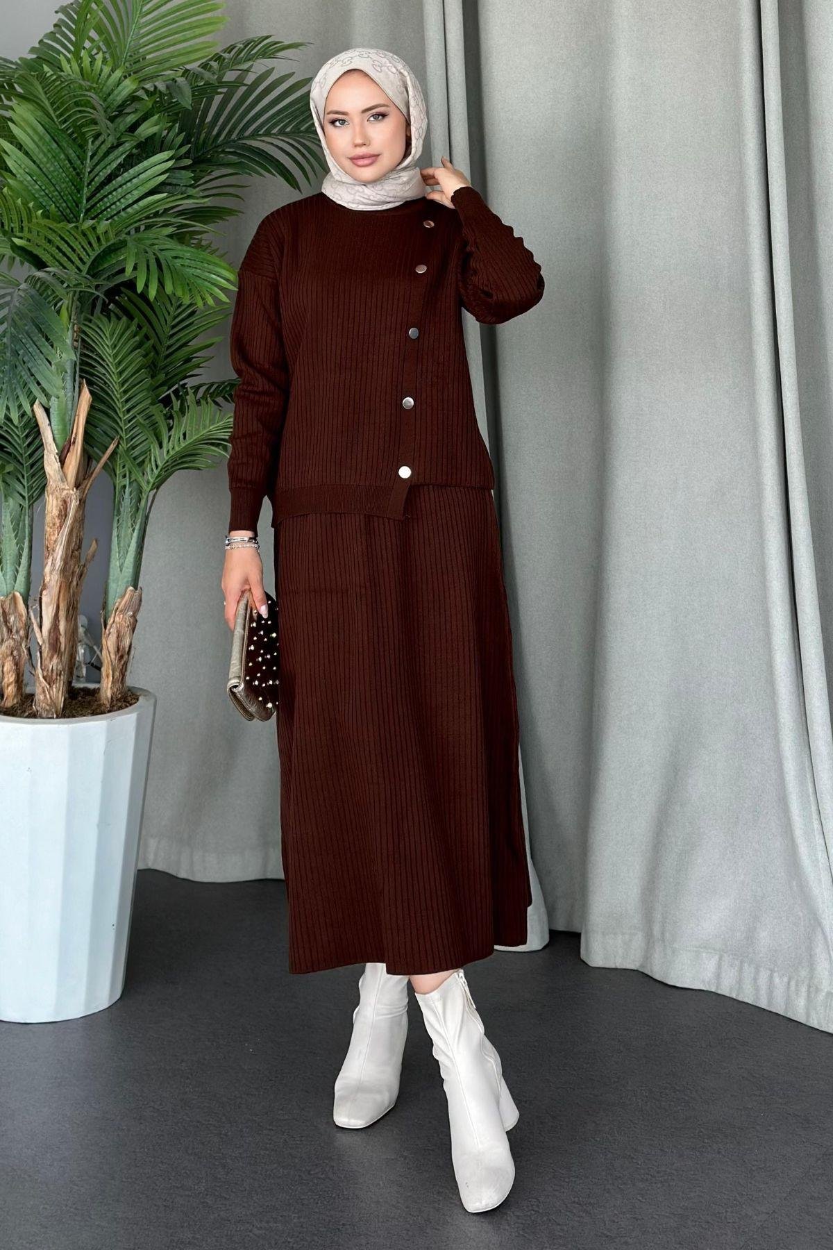 Varda Etekli Triko Takım Kahve, Fiyatları 