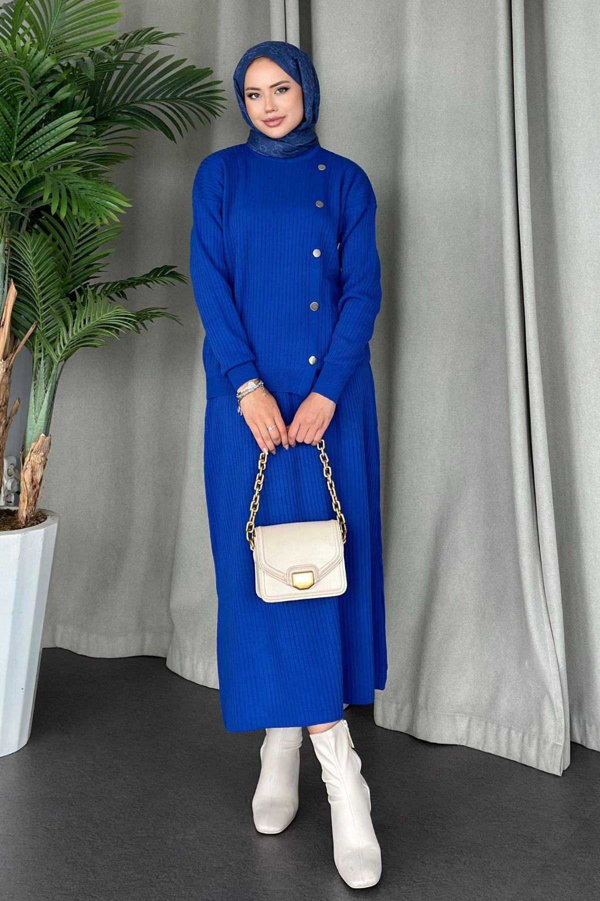 Varda Etekli Triko Takım Saks, Fiyatları 