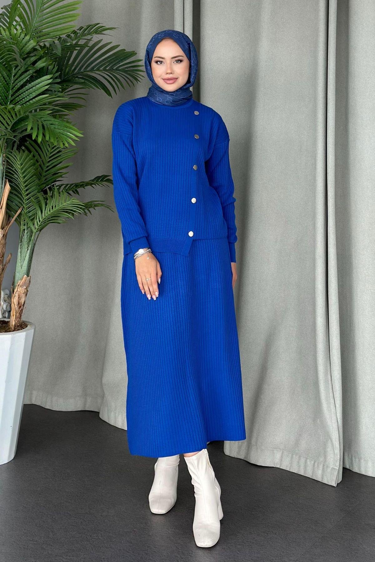 Varda Etekli Triko Takım Saks, Fiyatları 