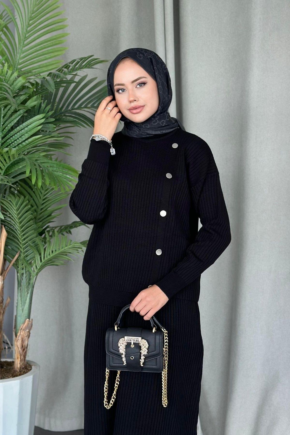 Varda Etekli Triko Takım Siyah, Fiyatları 