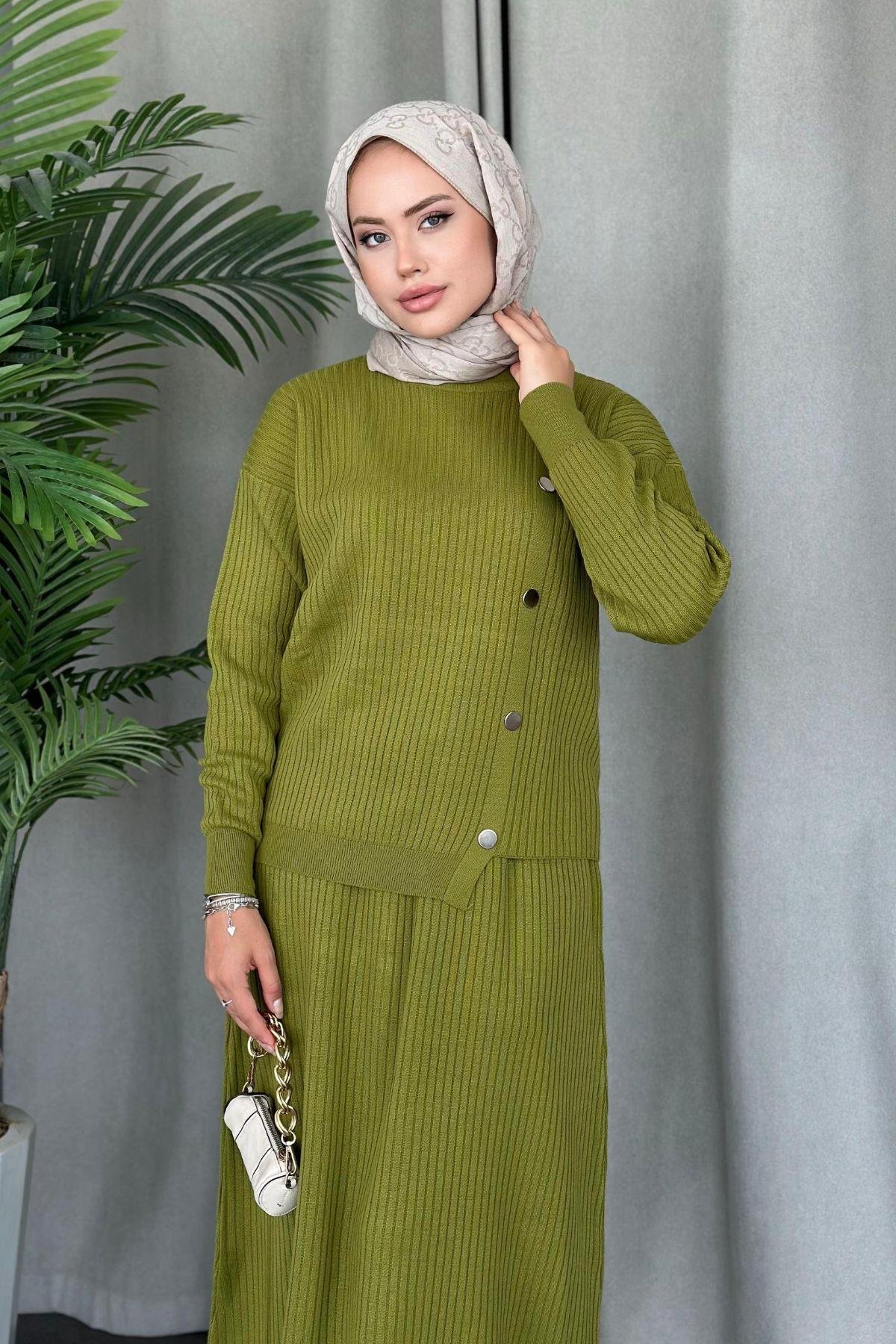 Varda Etekli Triko Takım Yağyeşili, Fiyatları 