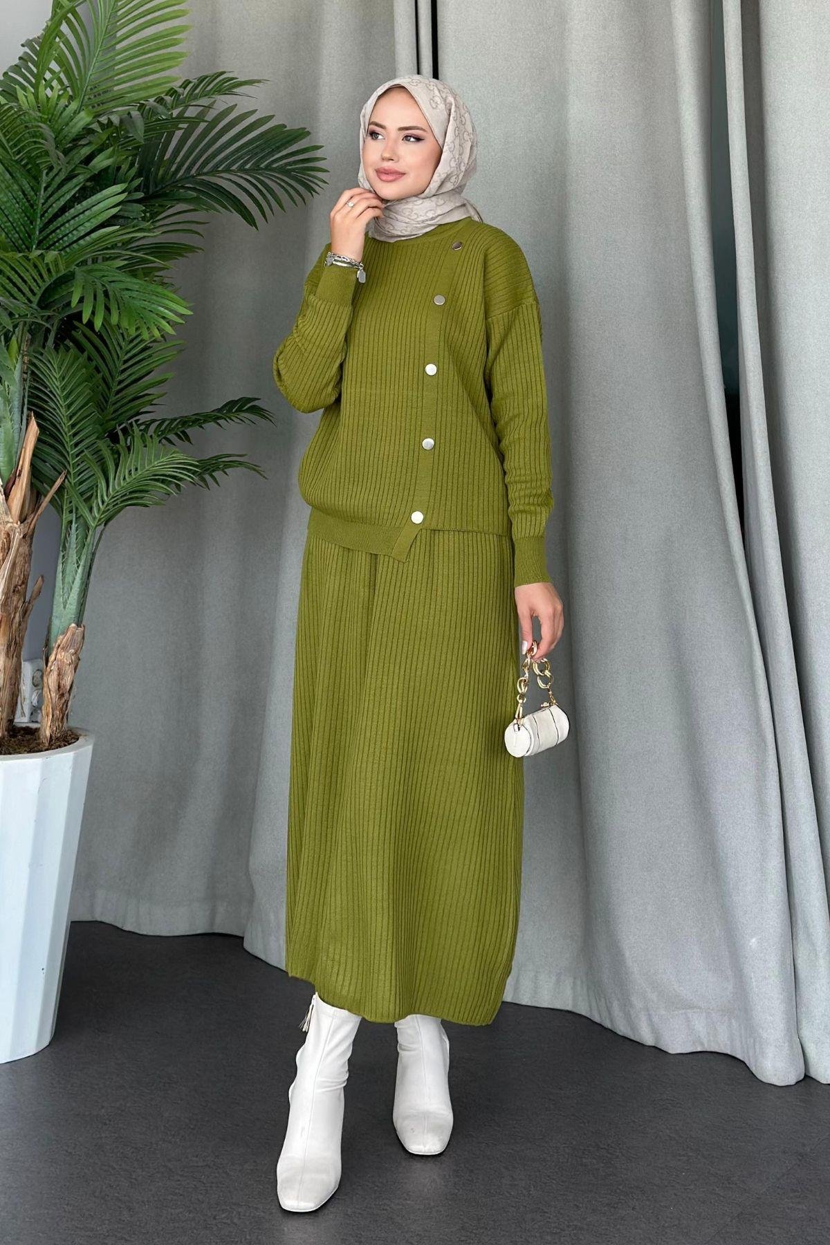 Varda Etekli Triko Takım Yağyeşili, Fiyatları 