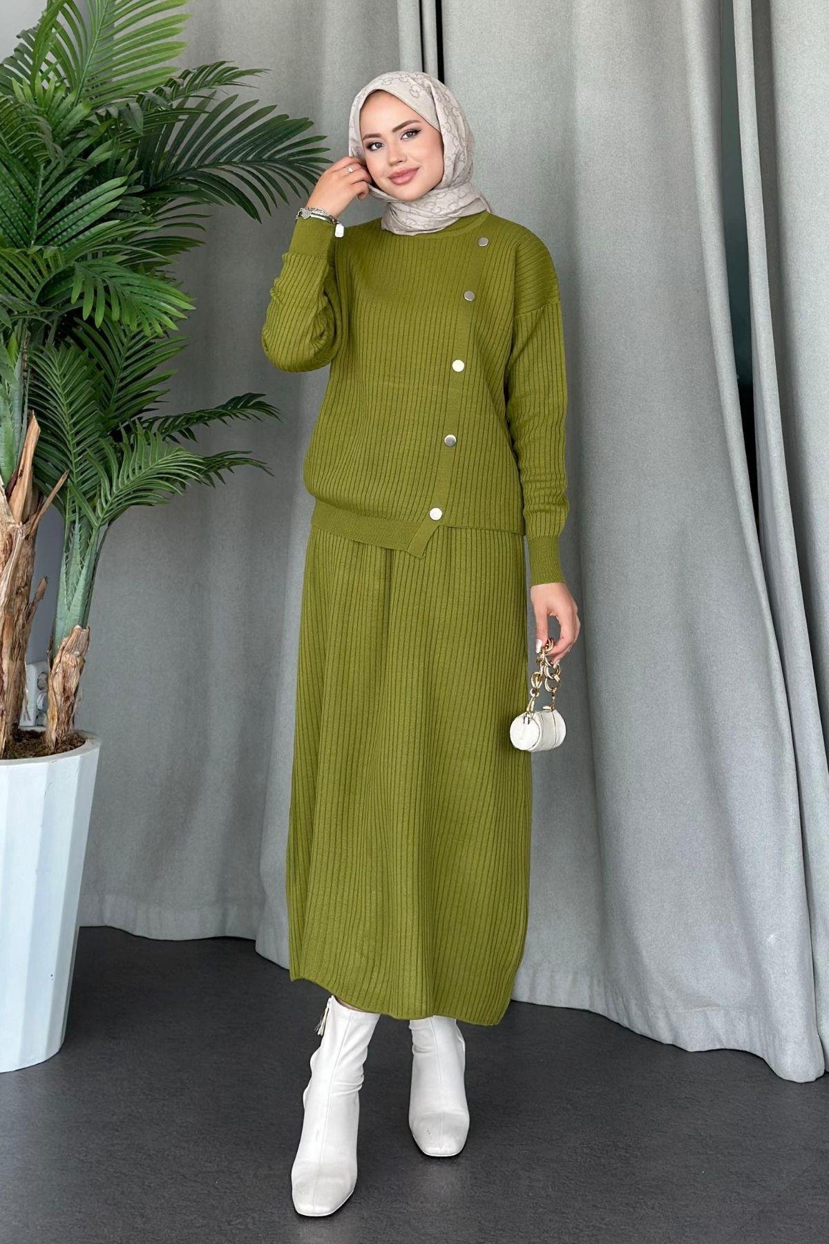 Varda Etekli Triko Takım Yağyeşili, Fiyatları 