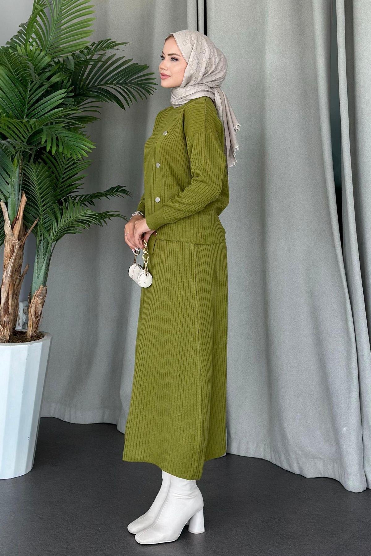 Varda Etekli Triko Takım Yağyeşili, Fiyatları 