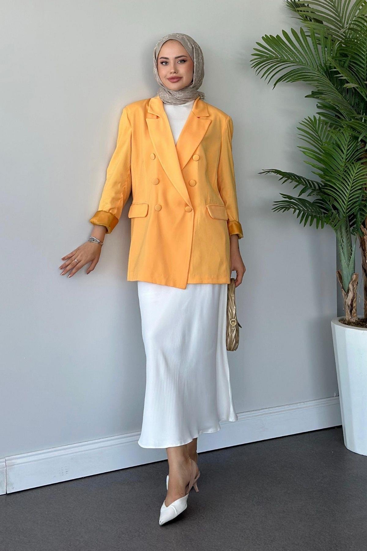 Vatkalı Blazer Ceket Sarı, Fiyatları 