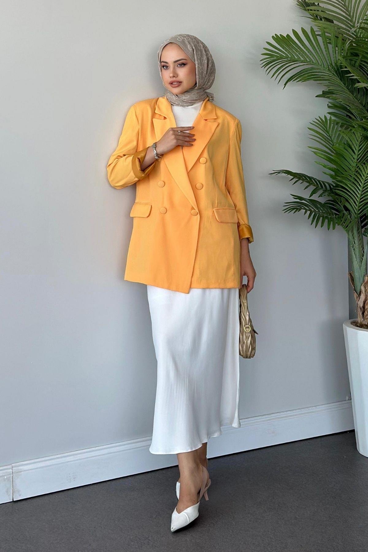 Vatkalı Blazer Ceket Sarı, Fiyatları 