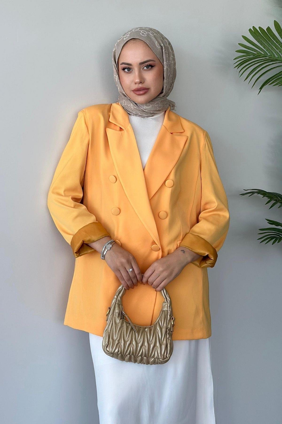 Vatkalı Blazer Ceket Sarı, Fiyatları 