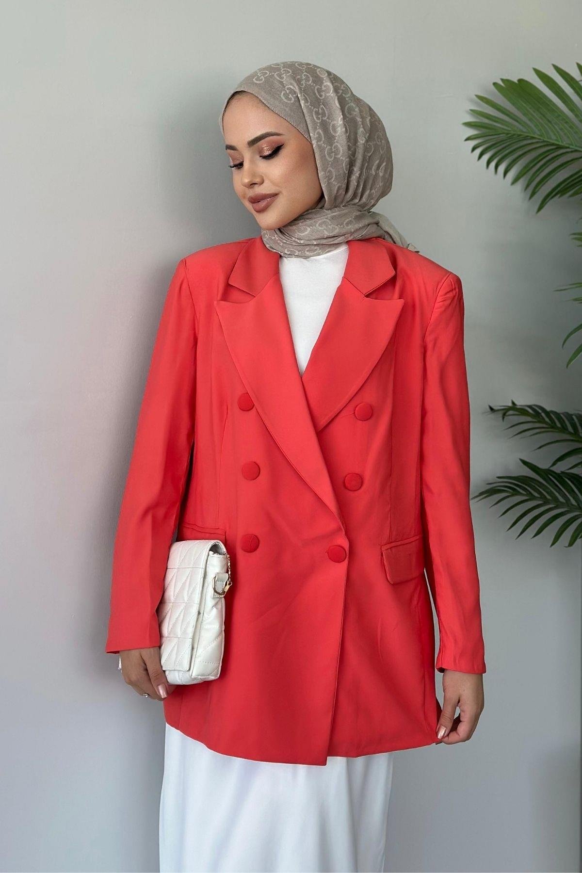 Vatkalı Blazer Ceket Turuncu, Fiyatları 