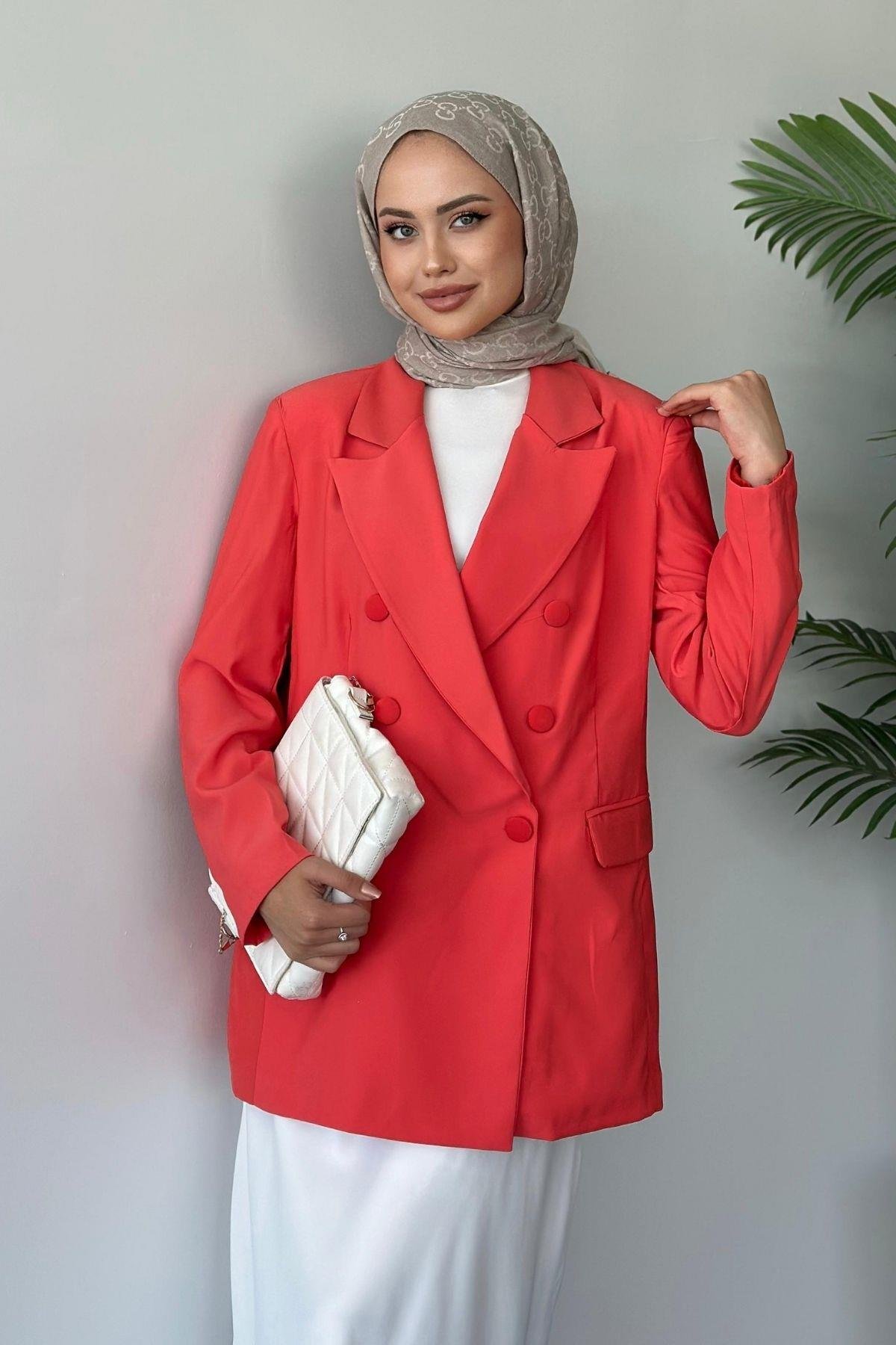 Vatkalı Blazer Ceket Turuncu, Fiyatları 