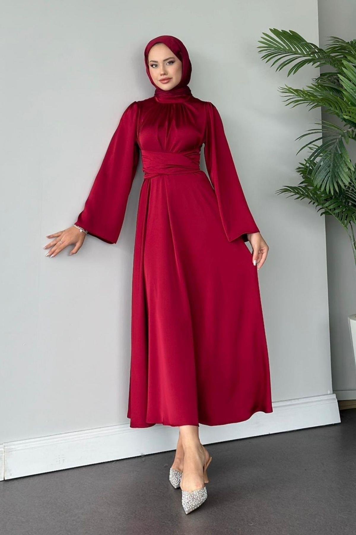 Vela Abiye Bordo, Fiyatları Haza Moda | Tesettür Giyim | Vela Abiye Bordo