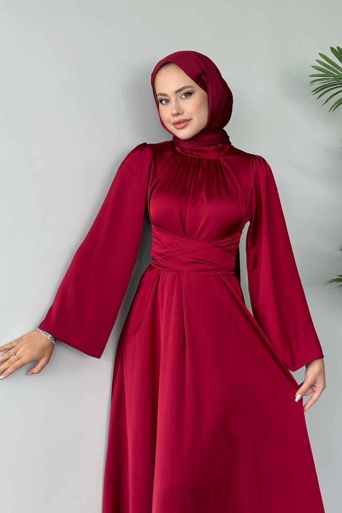 Vela Abiye Bordo, Fiyatları Haza Moda | Tesettür Giyim | Vela Abiye Bordo