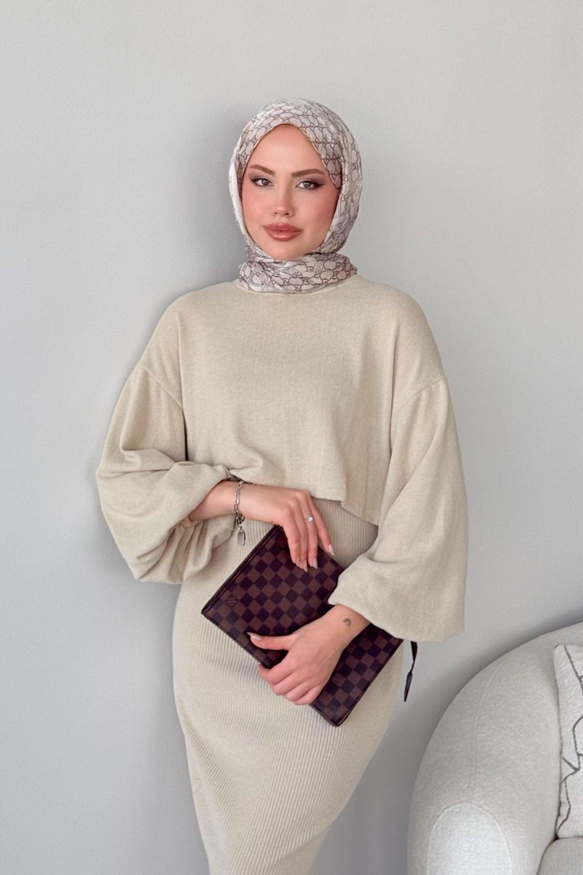 Velvet Triko Elbise Bej, Fiyatları 