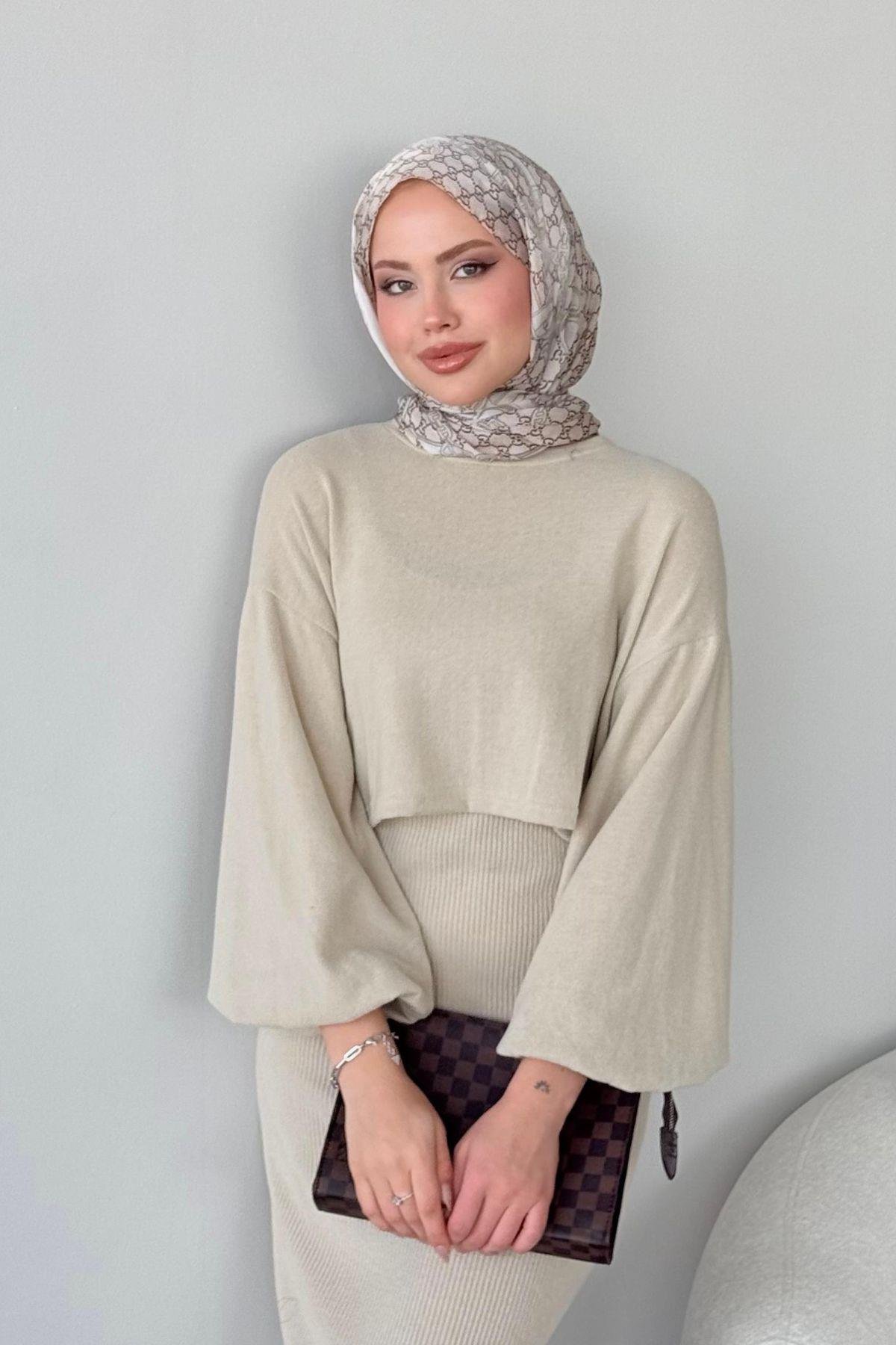 Velvet Triko Elbise Bej, Fiyatları 