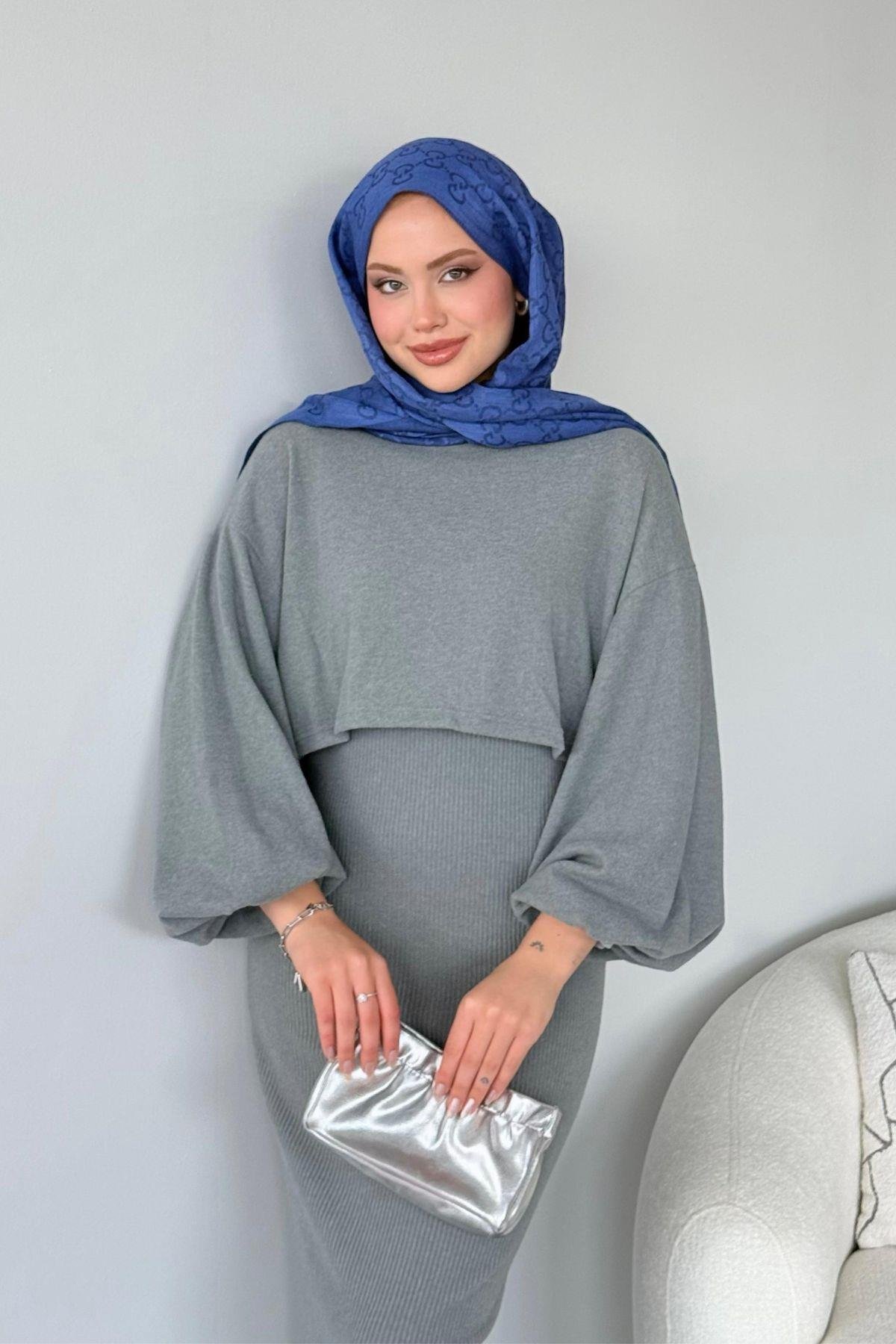 Velvet Triko Elbise Gri, Fiyatları 