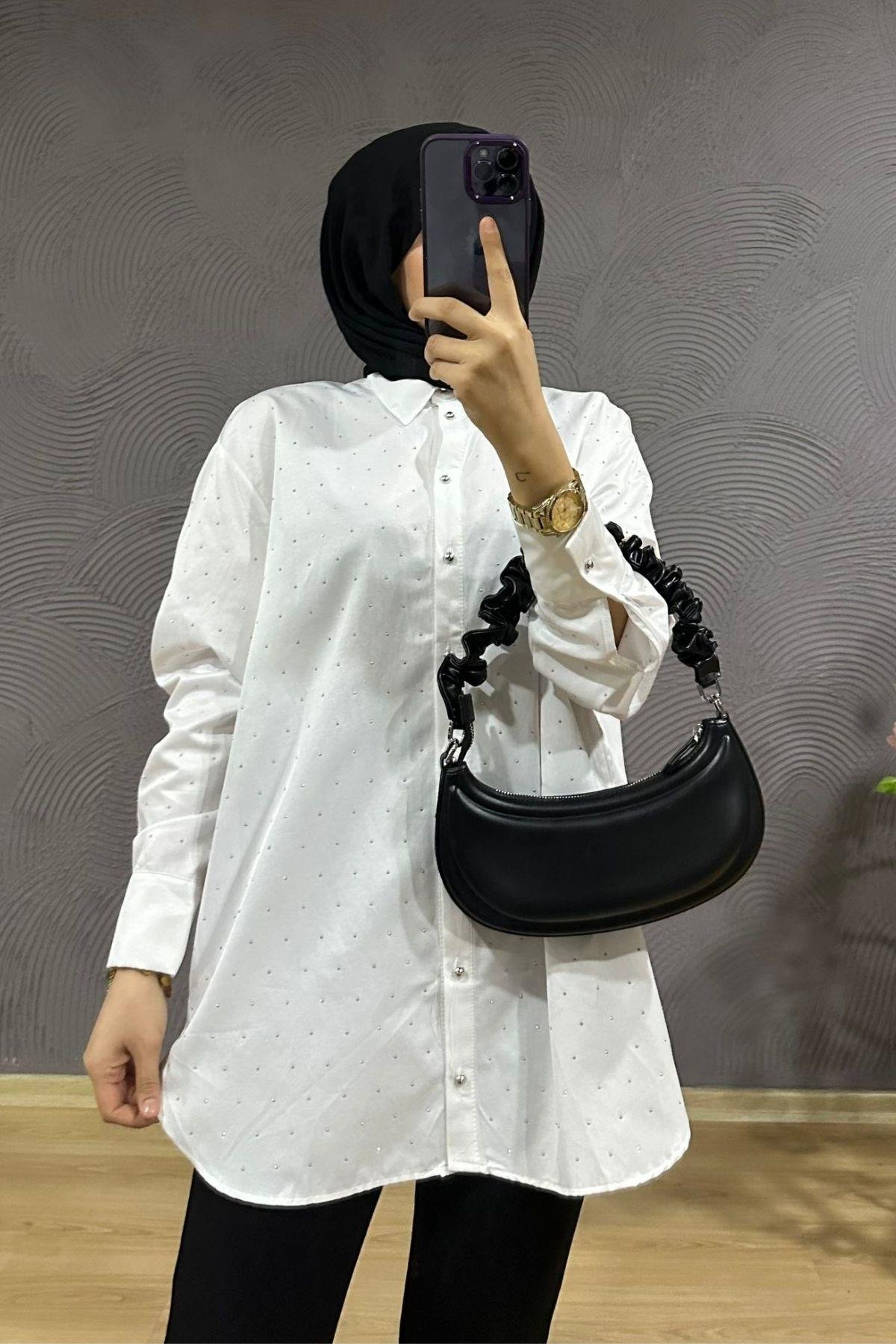 Vera Taş Detay Gömlek Beyaz, Fiyatları 