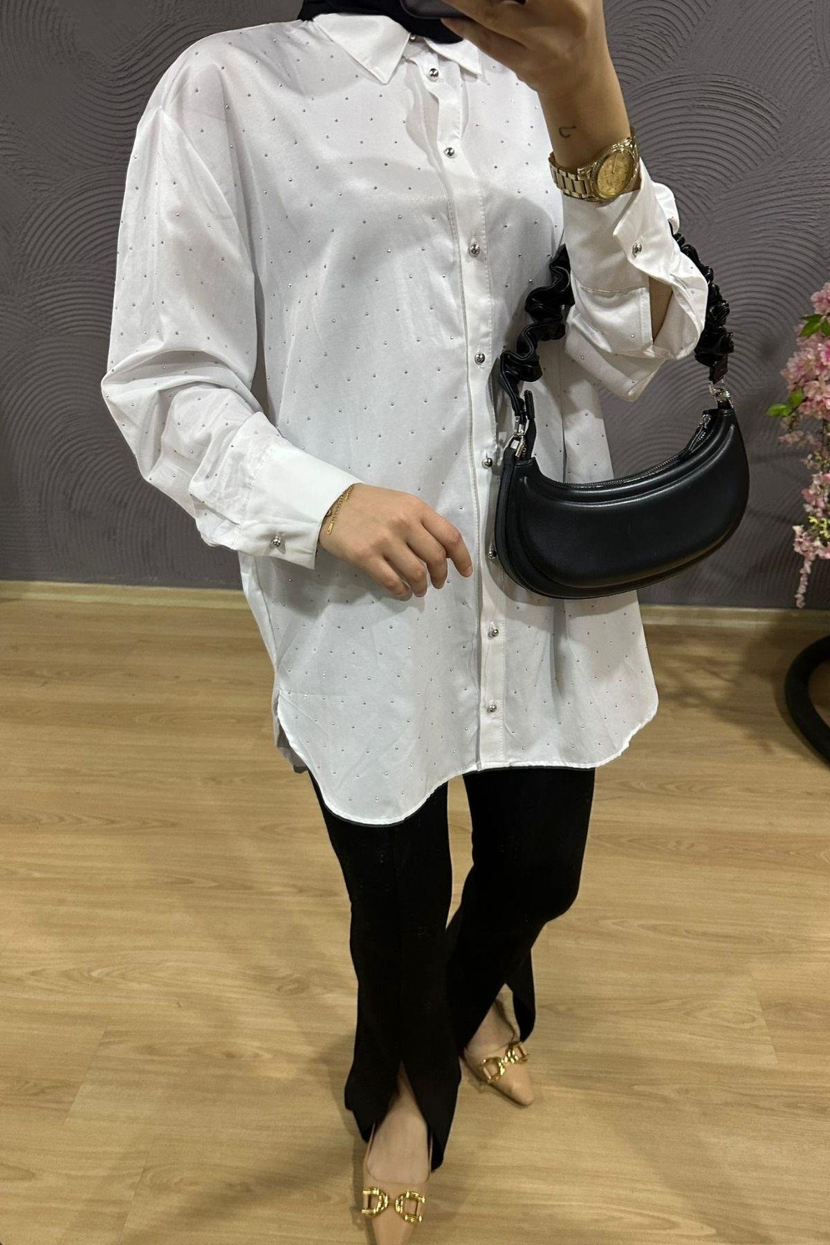 Vera Taş Detay Gömlek Beyaz, Fiyatları 