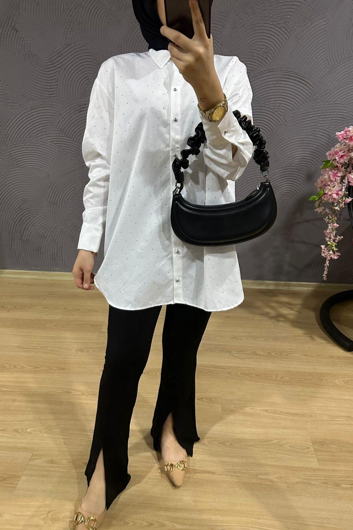 Vera Taş Detay Gömlek Beyaz, Fiyatları 