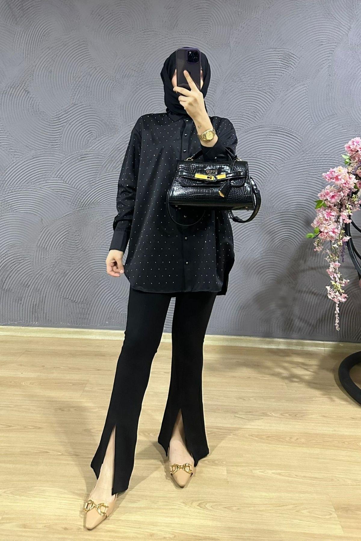 Vera Taş Detay Gömlek Siyah, Fiyatları 