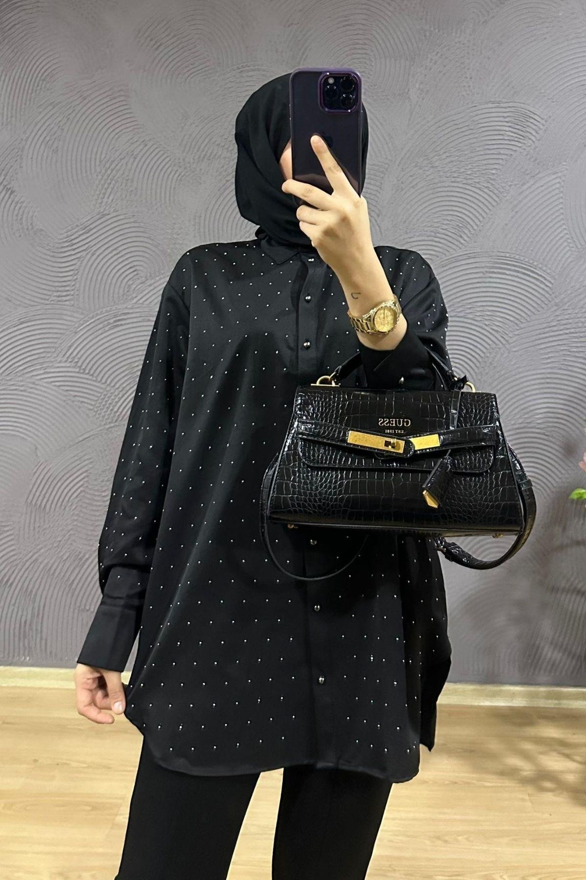 Vera Taş Detay Gömlek Siyah, Fiyatları 