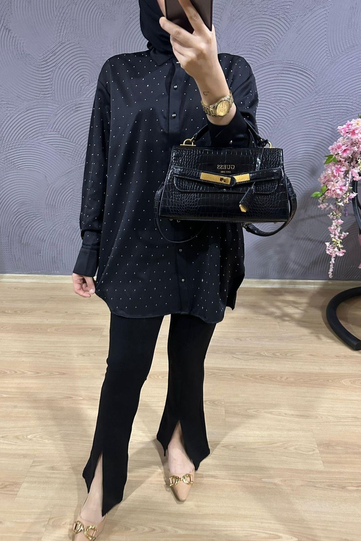 Vera Taş Detay Gömlek Siyah, Fiyatları 