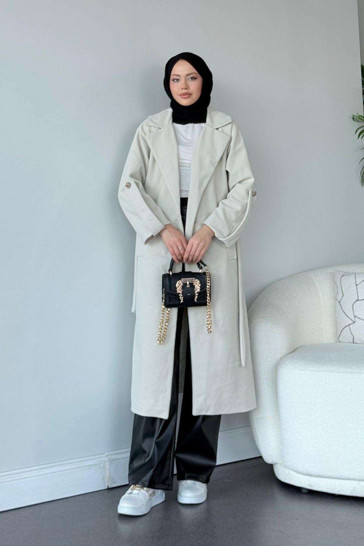 Vişhy Kaşe Kaban Taş, Fiyatları Haza Moda | Tesettür Giyim | Vişhy Kaşe Kaban Taş