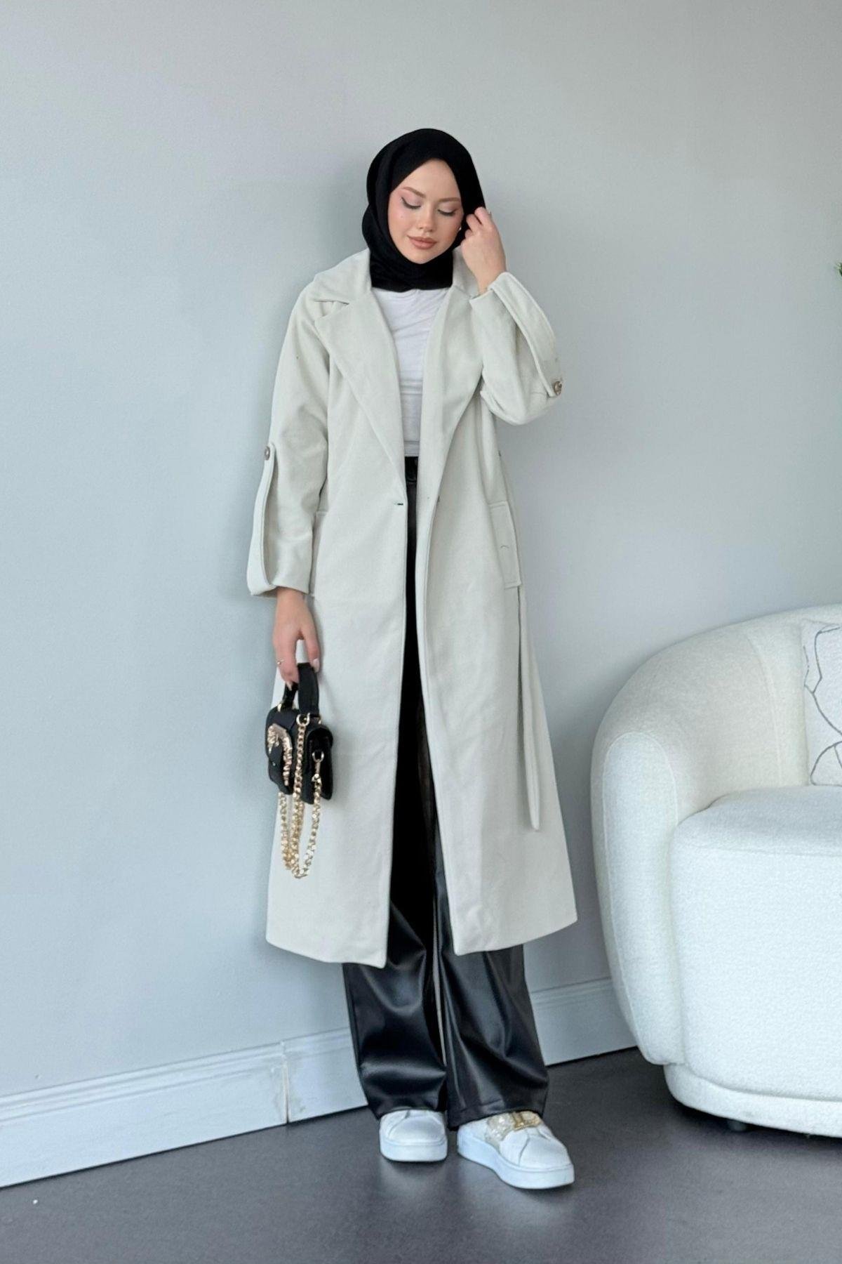 Vişhy Kaşe Kaban Taş, Fiyatları Haza Moda | Tesettür Giyim | Vişhy Kaşe Kaban Taş