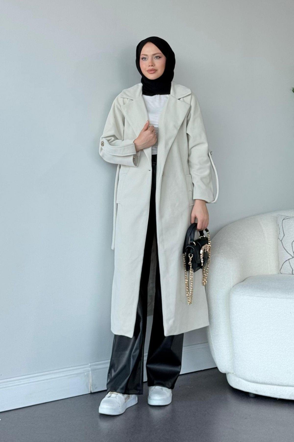 Vişhy Kaşe Kaban Taş, Fiyatları Haza Moda | Tesettür Giyim | Vişhy Kaşe Kaban Taş