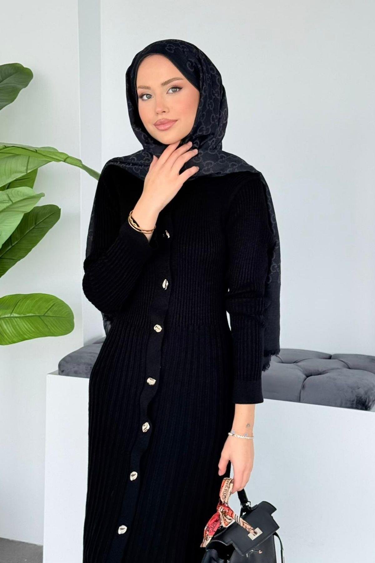 Viyana Fitili Triko Elbise Siyah, Fiyatları 