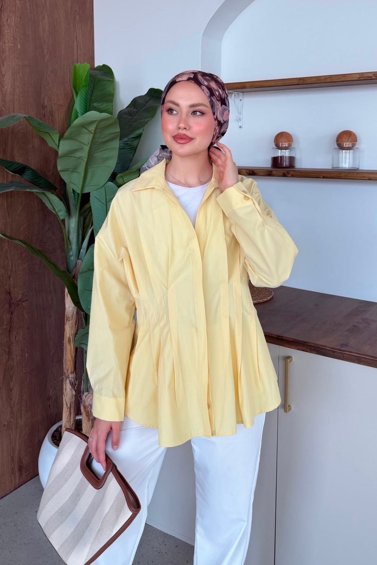 Wolla Pileli Gömlek Sarı, Fiyatları Wolla Pileli Gömlek Sarı| Haza Moda