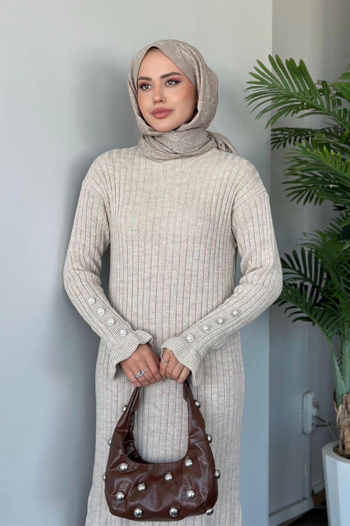 Yakut Triko Elbise Taş, Fiyatları Haza Moda | Tesettür Giyim | Yakut Triko Elbise Taş